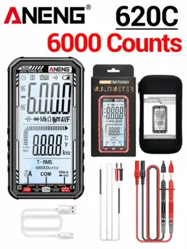 Мультиметр ANENG 620C, 6000 отсчетов, цифровой интеллектуальный измеритель, встроенная литиевая батарея, USB-порт, зарядка, инструменты для обнаружения NCV