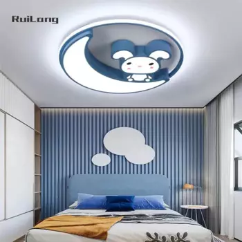 Мультяшная луна, кролик, лампа, Потолочная люстра для детской комнаты, мальчик, девочка, спальня, Декор, розовый симпатичный светодиодный светильник потолочный