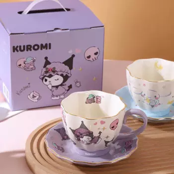 Мультяшные милые стеклянные чашки, кружки, Kuromi, мелодия керамические чашки, домашние кофейные чашки, подарки на день рождения