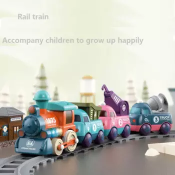 Мультяшный инженерный рельсовый автомобиль в сборе