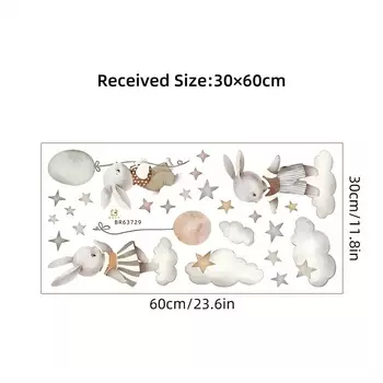 Мультяшный Облако Кролик ПВХ Наклейки На Стену Красочный Стиль Краски Водонепроницаемые Съемные Декоративные Наклейки Для Дет...