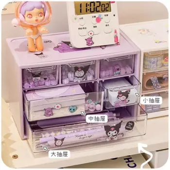 Мультяшный ящик для хранения Sanrio с девятью отделениями, маленькие предметы, Настольный ящик для хранения, милая коробка для хранения ювелирных изделий и канцелярских принадлежностей