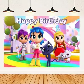 Мультяшный радужный фон для дня рождения