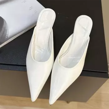 Мюли женские из ПУ кожи, повседневные туфли без задника, простые однотонные, с юбкой, сандалии Baotou, 2024
