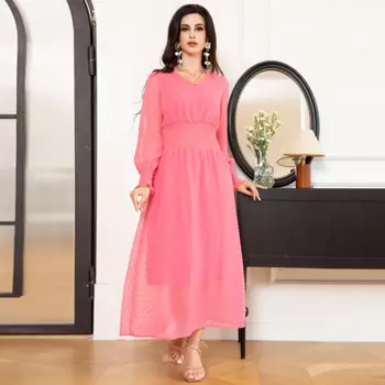 Мусульманская абайя Fridayin, милые модные длинные платья для женщин, однотонные жаккардовые пуговицы, женские платья с обычным рукавом, кафтан