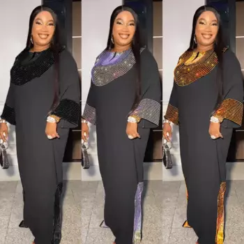 Мусульманская женская одежда Дубай Роскошный хиджаб Абая Свадебная вечеринка Вечернее платье с длинным рукавом Черное платье Кафтан Marocain Femme Boubou