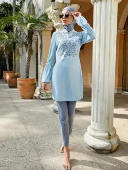 Мусульманские купальники для женщин 2024 скромные с хиджабом одежда с длинными рукавами купальник исламские Буркини женские мужские купальные костюмы одежда для купания