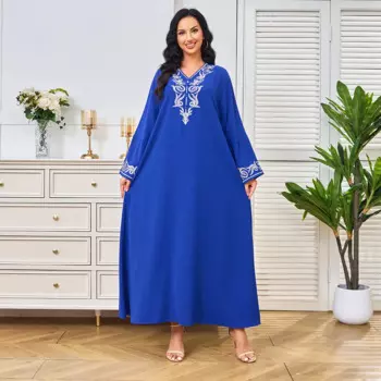 Мусульманский халат, женское длинное платье, новинка лета, Дубай, модное платье-халат с вышивкой, женское платье