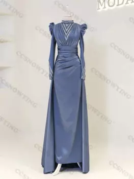 Мусульманское атласное вечернее платье с бисером женское платье-Русалка