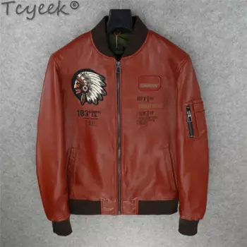 Мужская бейсбольная куртка из натуральной овечьей кожи, повседневная куртка, Lq, 2022