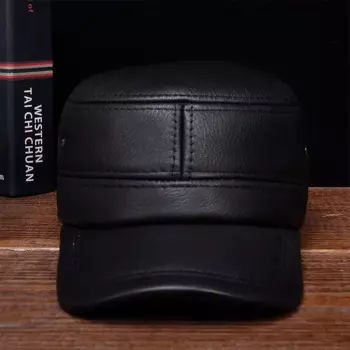 Мужская бейсболка из натуральной коровьей кожи, на зиму