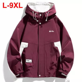 Мужская блестящая куртка 9XL 8XL 7XL, ветровка с капюшоном, мужские демисезонные Свободные повседневные куртки, пальто