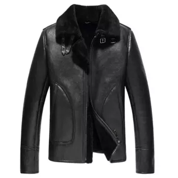 Мужская Черная куртка-бомбер Denny & Dora из натуральной кожи