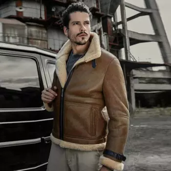 Мужская Дубленка из овчины, куртка американского пилота в стиле милитари, мужская куртка-бомбер B3, мужское меховое пальто