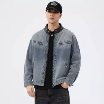 Мужская джинсовая куртка, голубая повседневная куртка в американском стиле, осень 2019