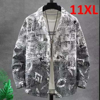 Мужская джинсовая куртка с надписью, размеры до 10XL