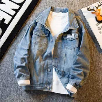 Мужская джинсовая куртка в американском стиле, Мужская модная брендовая Повседневная универсальная куртка, красивая Мужская свободная куртка на весну и осень