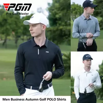 Мужская футболка-поло с длинным рукавом, для гольфа
