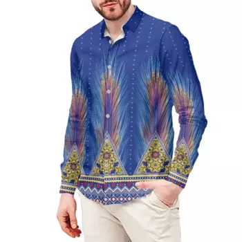 Мужская футболка с длинным рукавом и воротником-стойкой