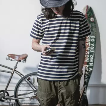 Мужская футболка с коротким рукавом, в полоску