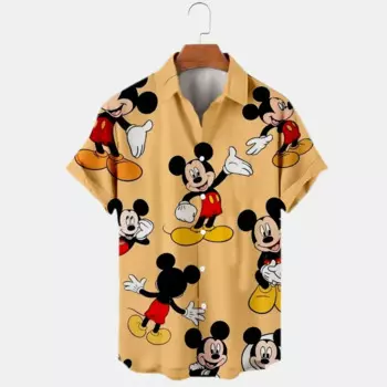 Мужская гавайская рубашка Disney 3d, гавайская рубашка с Микки Маусом, уличная футболка, милая мультяшная рубашка, мужская повседневная модная рубашка