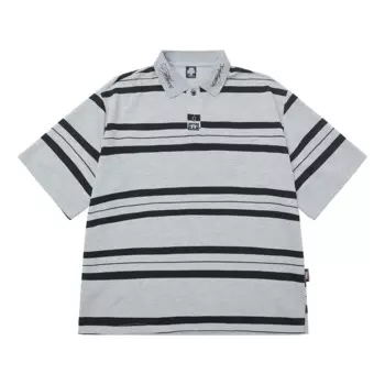 Мужская хлопковая футболка-поло в полоску, с коротким рукавом
