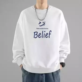 Мужская хлопковая футболка с длинным рукавом, с круглым вырезом