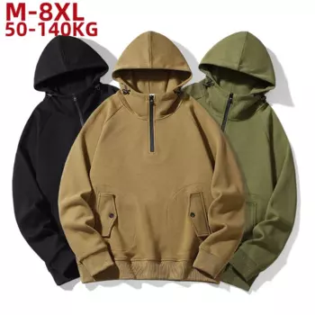 Мужская хлопковая толстовка с капюшоном, размеры до 6XL, 7XL, 8XL