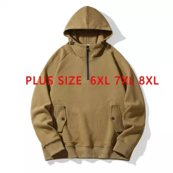 Мужская хлопковая толстовка с капюшоном, размеры до 6XL, 7XL, 8XL