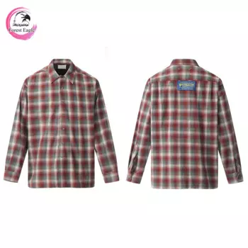 Мужская и женская элитная брендовая винтажная рубашка премиум-класса в тон ржавого красного цвета, широкая версия, классическая цветная клетчатая куртка-рубашка