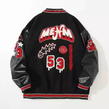 Мужская и женская куртка-бомбер с рукавами из ПУ кожи