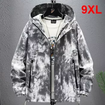 Мужская камуфляжная Водонепроницаемая ветровка с капюшоном, размеры до 9XL