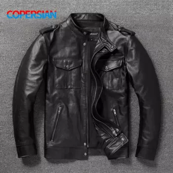 Мужская Короткая кожаная куртка, приталенная куртка большого размера 6XL для осени и зимы
