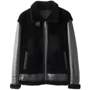 Мужская короткая куртка-бомбер Denny & Дора, из овечьей кожи, B3