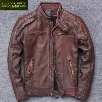 Мужская кожаная куртка-бомбер из 2021 натуральной коровьей кожи