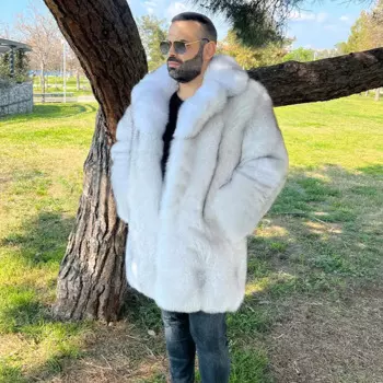 Мужская кожаная куртка-бомбер из натурального Лисьего меха