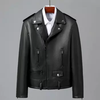 Мужская кожаная куртка из козьей кожи, Повседневная Деловая куртка из натуральной кожи, весна-осень 2023