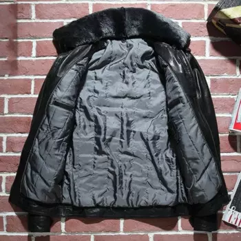 Мужская кожаная куртка из натуральной овечьей кожи, на молнии