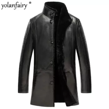 Мужская кожаная куртка из натуральной овечьей кожи, на осень/зиму