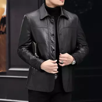 Мужская кожаная куртка из натуральной воловьей кожи, Повседневная Деловая куртка из натуральной кожи, осень 2022