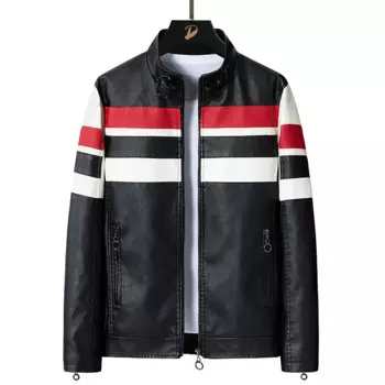 Мужская кожаная куртка, мотоциклетные приталенные Куртки из искусственной кожи с воротником-стойкой, Новая повседневная куртка-бомбер с прострочкой в стиле ретро, 2022