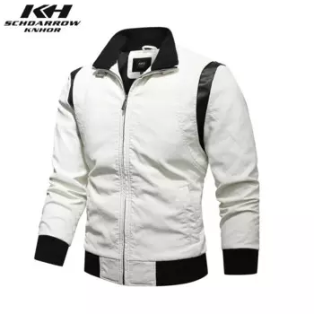 Мужская кожаная куртка, Мужская зимняя мотоциклетная куртка из искусственной кожи, осеннее пальто с воротником-стойкой, кожаная куртка с вышивкой, верхняя одежда для мужчин