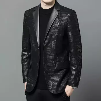 Мужская кожаная куртка с рисунком дерева, осень и зима, новый костюм из натуральной кожи, кожаная куртка