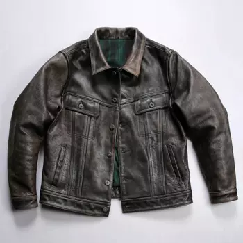 Мужская кожаная куртка в стиле ретро