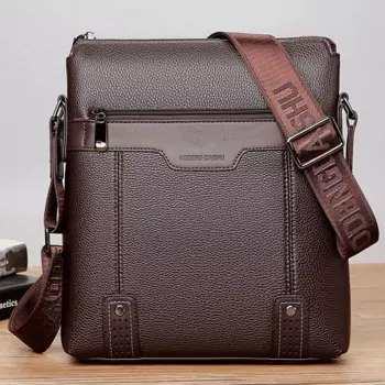 Мужская кожаная сумка через плечо из искусственной кожи, модная повседневная деловая мужская сумка на плечо, трендовая однотонная квадратная мужская сумка из матового цвета