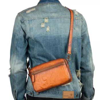 Мужская кожаная сумка-мессенджер на плечо, кошелек