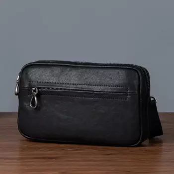 Мужская кожаная сумка-мессенджер на плечо, кошелек