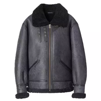 Мужская куртка-бомбер B3, куртка из овчины серого цвета