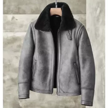 Мужская куртка-бомбер из овечьей кожи