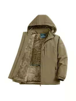 Мужская куртка-бомбер на молнии, с капюшоном